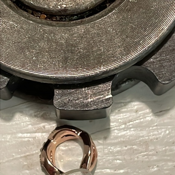 1” rose gold tone infinity stud earrings with 18 prong set crystals - Picture 13 of 16